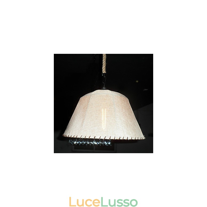 Lampada a sospensione retrò in stile nordamericano a 1 luce con paralume in tessuto