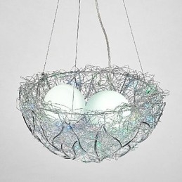 Lampada a sospensione moderna in metallo argentato contemporaneo