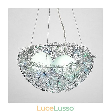 Lampada a sospensione moderna in metallo argentato contemporaneo Lampada a sospensione moderna in metallo argentato contemporaneo