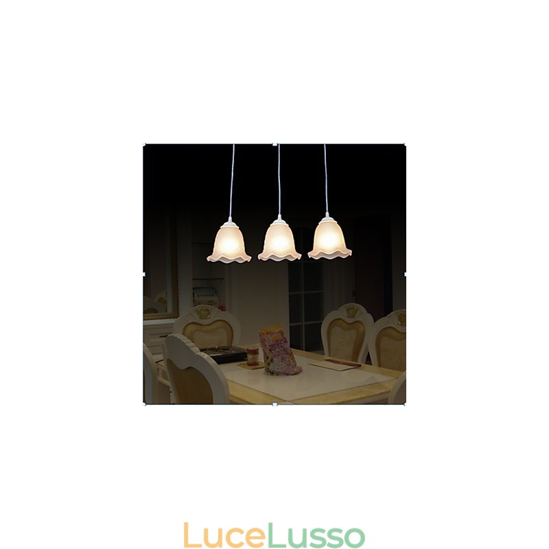 Pendente Tre Luci Bianco Europeo Retro Classico