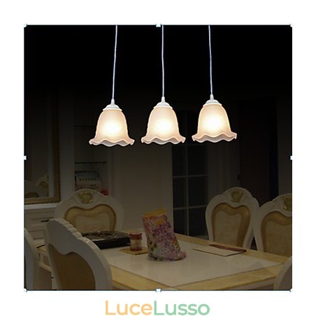 Pendente Tre Luci Bianco Europeo Retro Classico Pendente Tre Luci Bianco Europeo Retro Classico