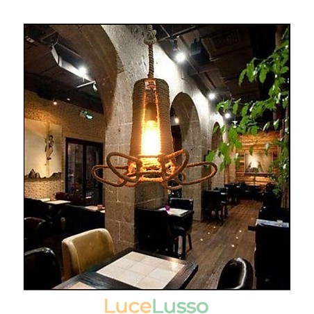 Lampadario in ferro battuto retrò in canapa industriale rurale di tipo nordamericano Lampadario in ferro battuto retrò in canapa industriale rurale di tipo nordamericano