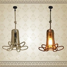 Lampadario in ferro battuto retrò in canapa industriale rurale di tipo nordamericano