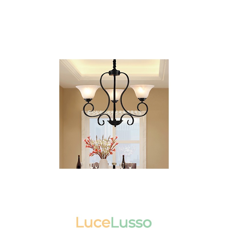 Lampadario retrò a 3 luci in metallo country