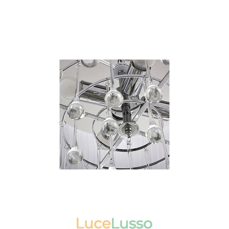 Lampadario contemporaneo in cristallo a 4 luci con paralume nero
