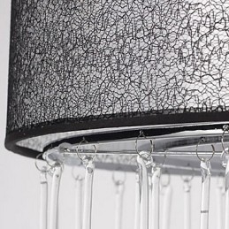 Lampadario contemporaneo in cristallo a 4 luci con paralume nero