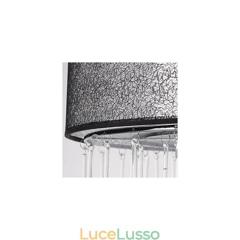 Lampadario contemporaneo in cristallo a 4 luci con paralume nero