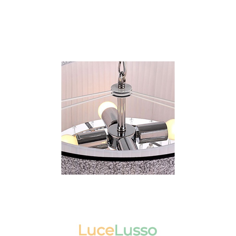 Lampadario contemporaneo in cristallo a 4 luci con paralume nero