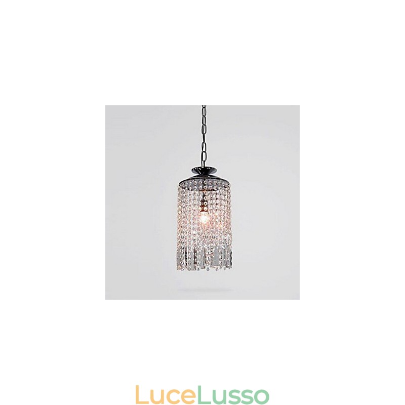 Lampada a sospensione moderna in metallo e cristallo contemporaneo