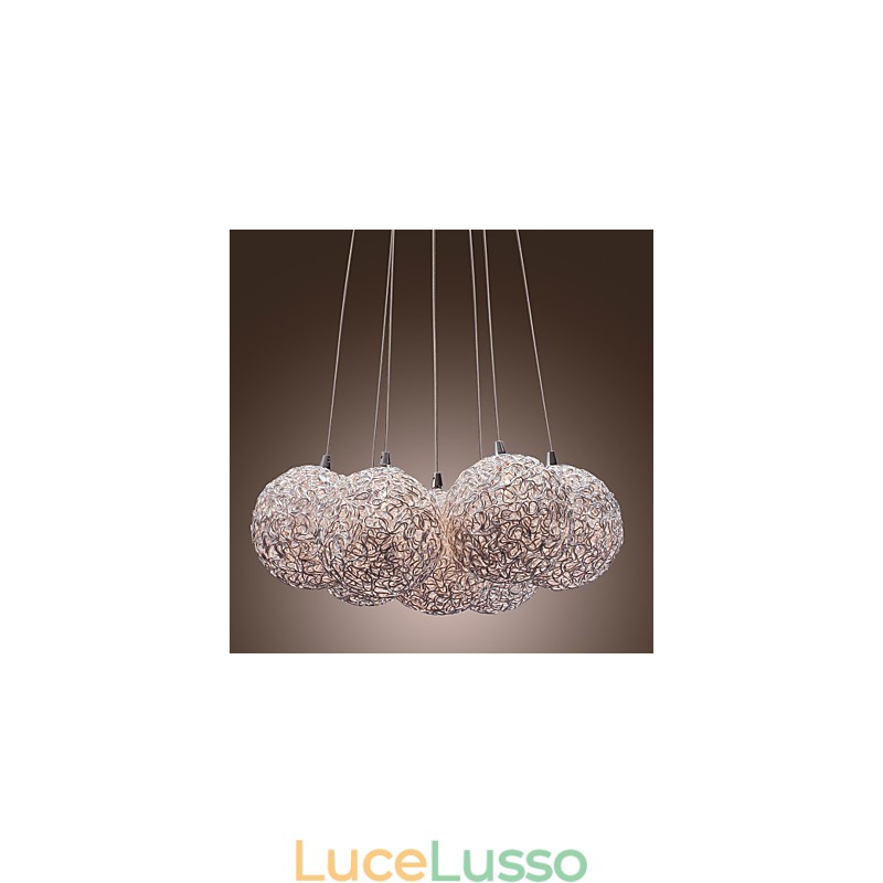 Lampada a sospensione moderna in alluminio con 7 luci