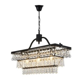 Lampadario in metallo di cristallo classico tradizionale rettangolare a 3 livelli per