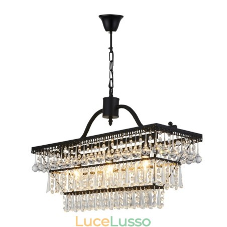 Lampadario in metallo di cristallo classico tradizionale rettangolare a 3 livelli per Lampadario in metallo di cristallo classico tradizionale rettangolare a 3 livelli per