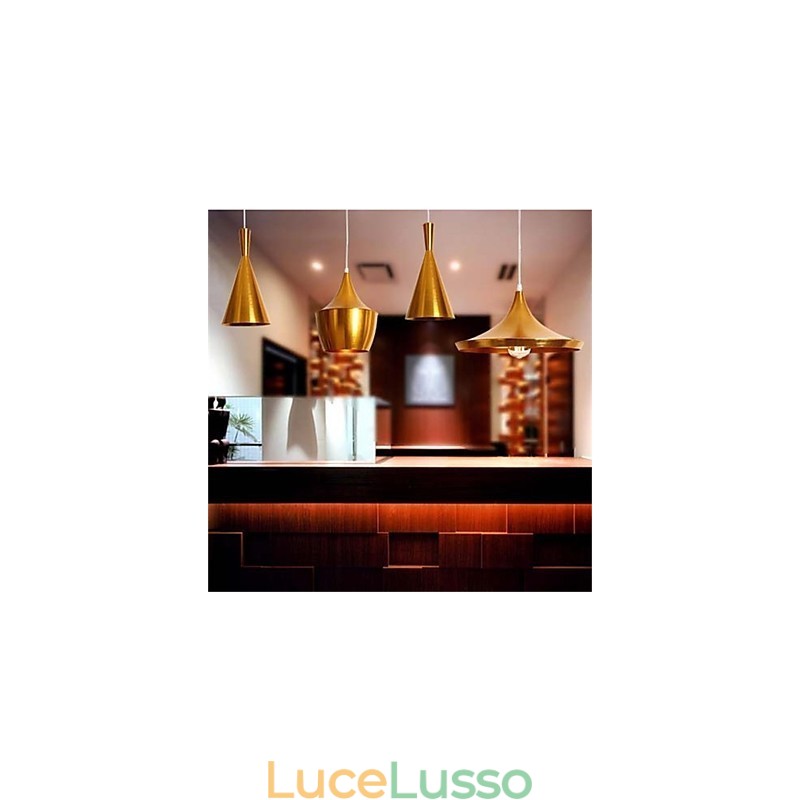 Lampadario da tavolo in alluminio Americange Gold a 3 teste