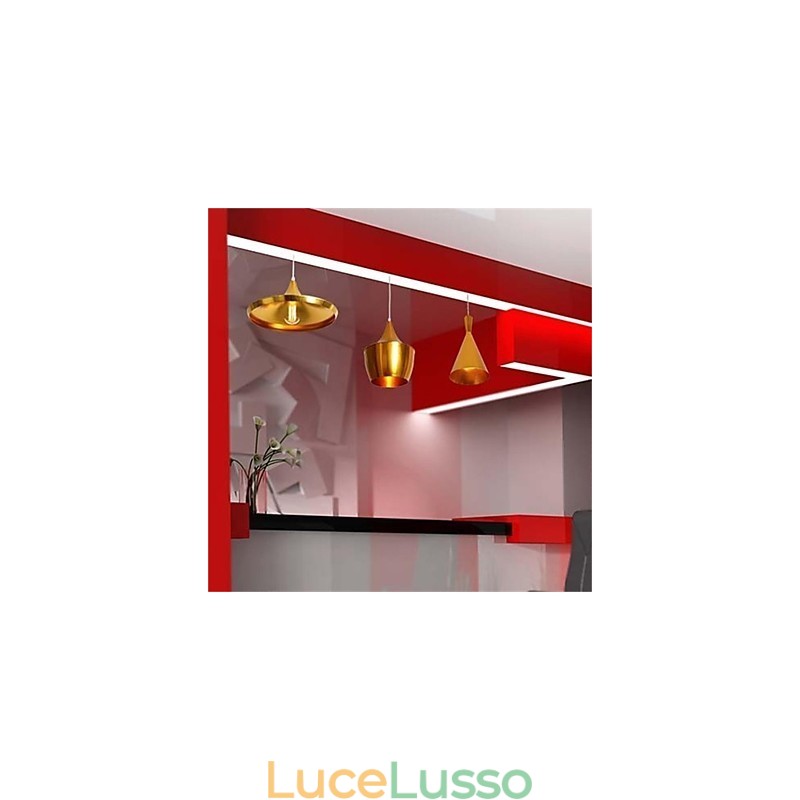 Lampadario da tavolo in alluminio Americange Gold a 3 teste