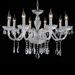 8 luci Lo stile del lampadario in vetro del palazzo con lampadina a candela
