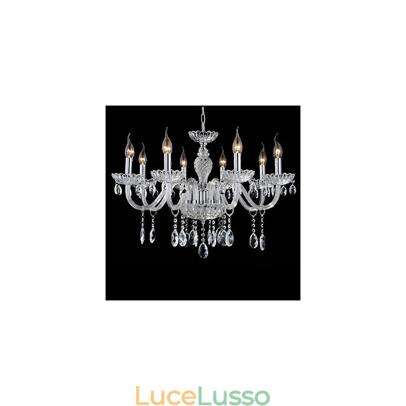 8 luci Lo stile del lampadario in vetro del palazzo con lampadina a candela