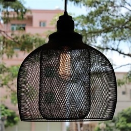 Lampadario in ferro battuto a forma di gabbia per uccelli retrò americano