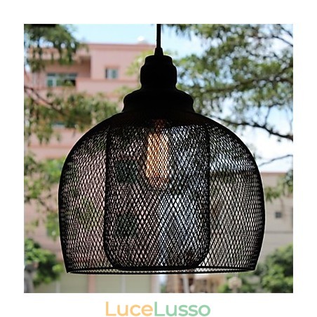 Lampadario in ferro battuto a forma di gabbia per uccelli retrò americano Lampadario in ferro battuto a forma di gabbia per uccelli retrò americano