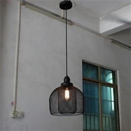 Lampadario in ferro battuto a forma di gabbia per uccelli retrò americano