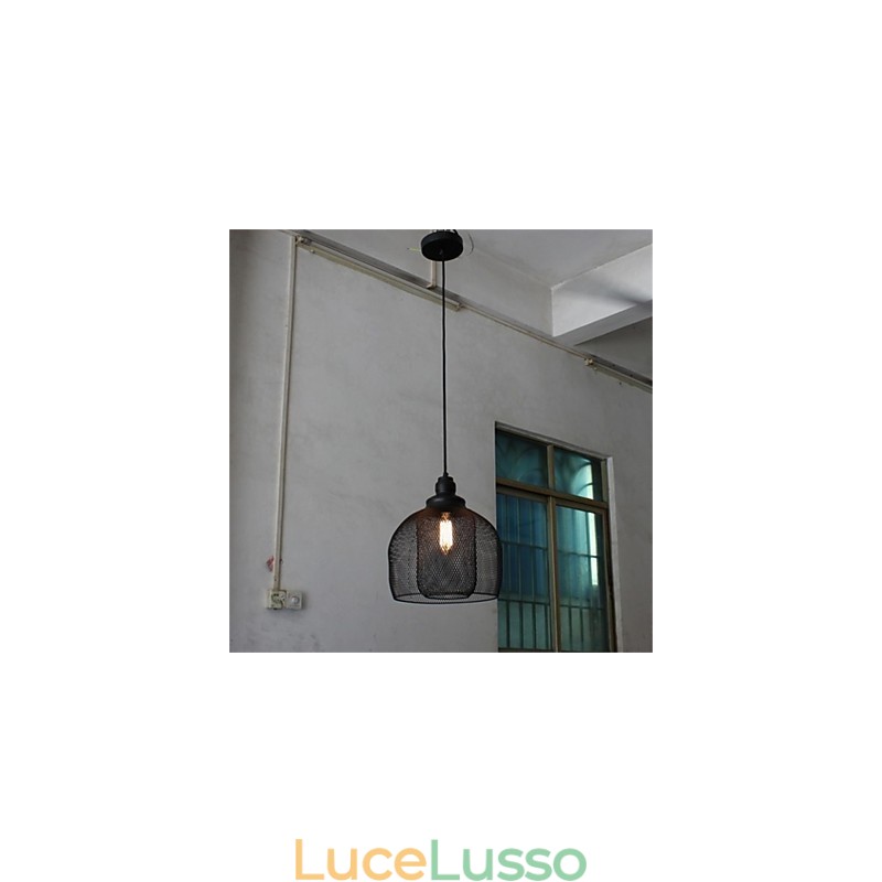 Lampadario in ferro battuto a forma di gabbia per uccelli retrò americano