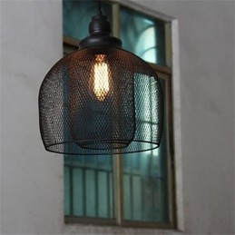 Lampadario in ferro battuto a forma di gabbia per uccelli retrò americano