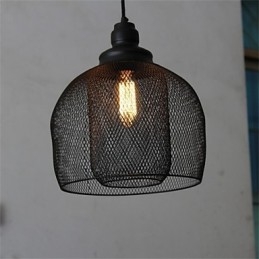Lampadario in ferro battuto a forma di gabbia per uccelli retrò americano