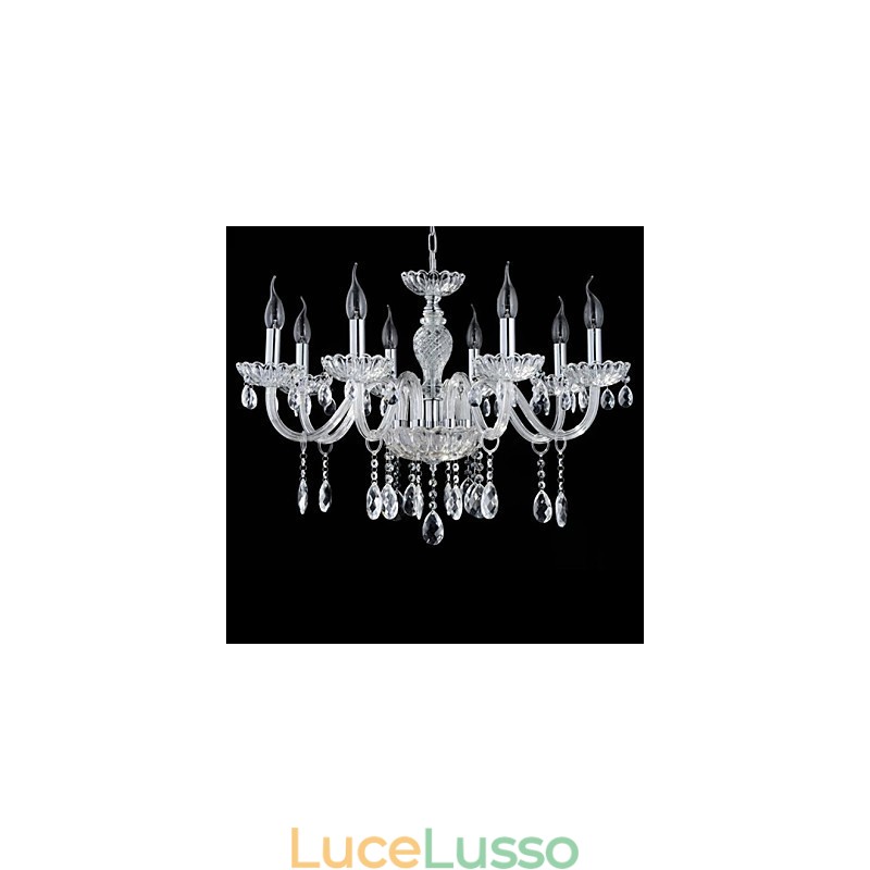 8 luci Lo stile del lampadario in vetro del palazzo con lampadina a candela