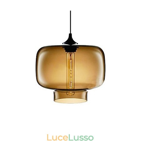 Lampada a sospensione moderna in vetro da 70 W con design a bottiglia marrone trasparente Lampada a sospensione moderna in vetro da 70 W con design a bottiglia marrone trasparente