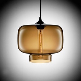 Lampada a sospensione moderna in vetro da 70 W con design a bottiglia marrone trasparente