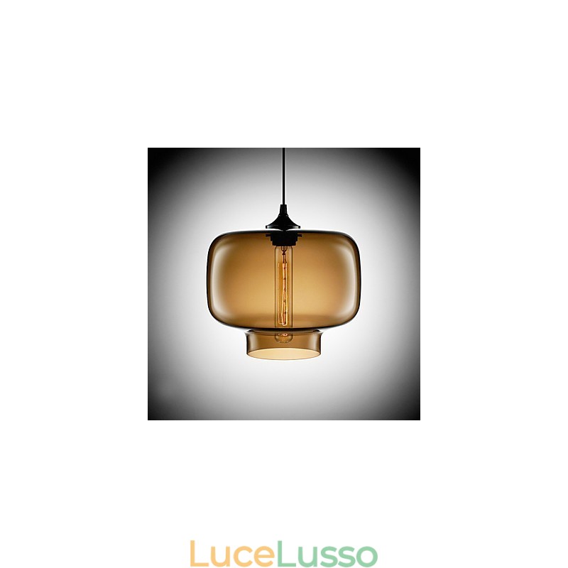 Lampada a sospensione moderna in vetro da 70 W con design a bottiglia marrone trasparente
