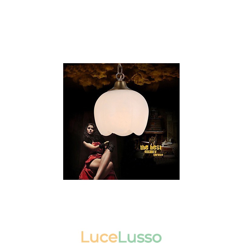 Lampadario singolo in marmo spagnolo e rame