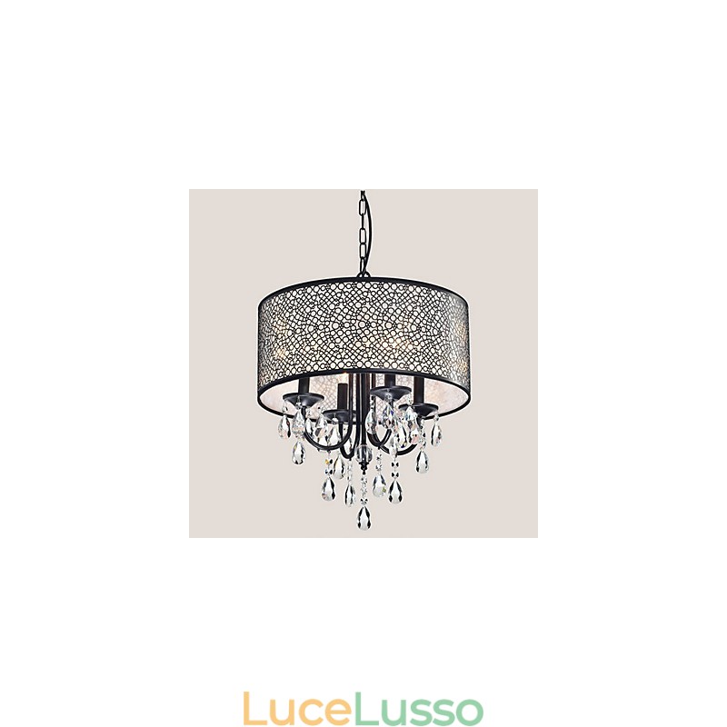 Lampadario in metallo dipinto in cristallo classico tradizionale