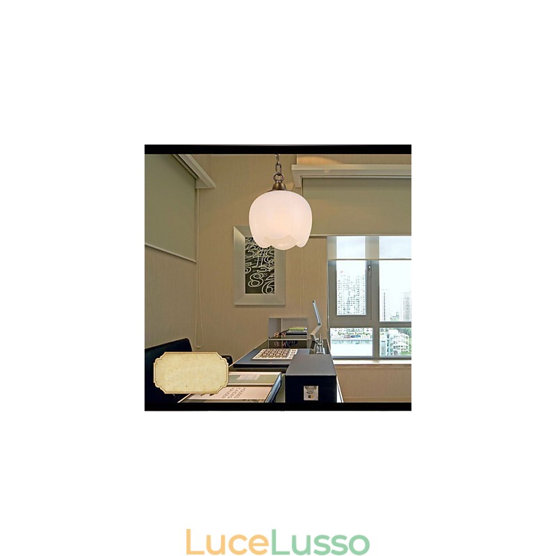 Lampadario singolo in marmo spagnolo e rame