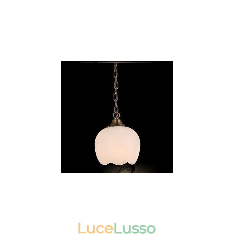 Lampadario singolo in marmo spagnolo e rame