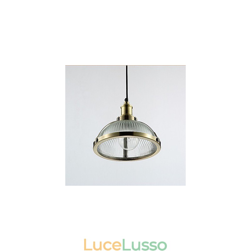 Lampada a sospensione piccola con paralume in vetro retrò americano