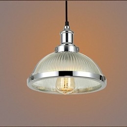 Lampada a sospensione piccola con paralume in vetro retrò americano