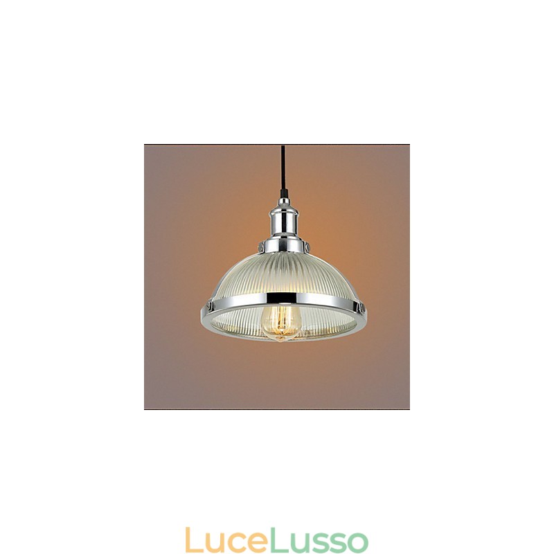 Lampada a sospensione piccola con paralume in vetro retrò americano