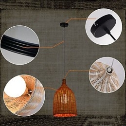Lampadario in rattan Lampadario Lampadario Lampadario creativo retrò in rattan