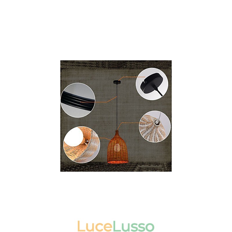 Lampadario in rattan Lampadario Lampadario Lampadario creativo retrò in rattan