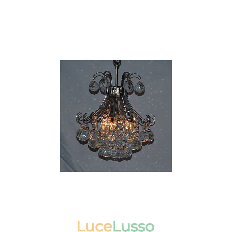 Lampadario a sospensione moderno e contemporaneo in cristallo mini stile elettroplaccato