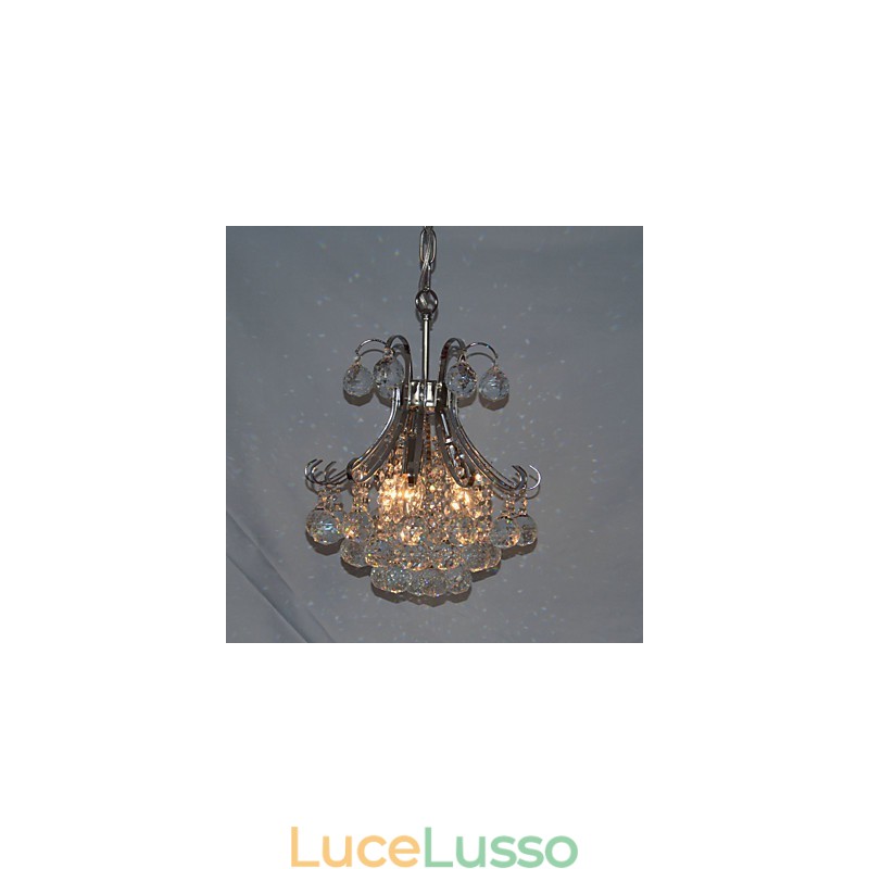 Lampadario a sospensione moderno e contemporaneo in cristallo mini stile elettroplaccato