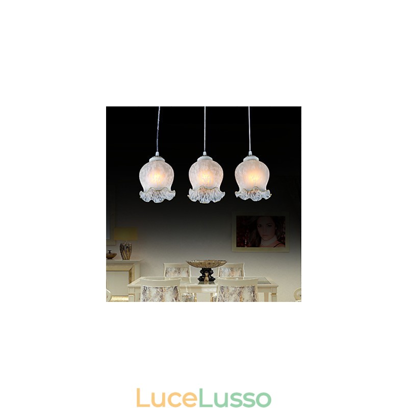 Pendente Bianco Tre Luci Europeo Retro Classico