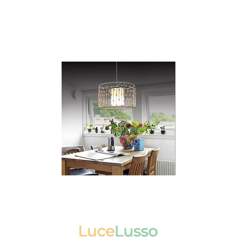 La testa singola della lampada è composta da perle cilindriche.
