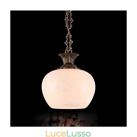 Lampadario singolo in marmo spagnolo e rame Lampadario singolo in marmo spagnolo e rame