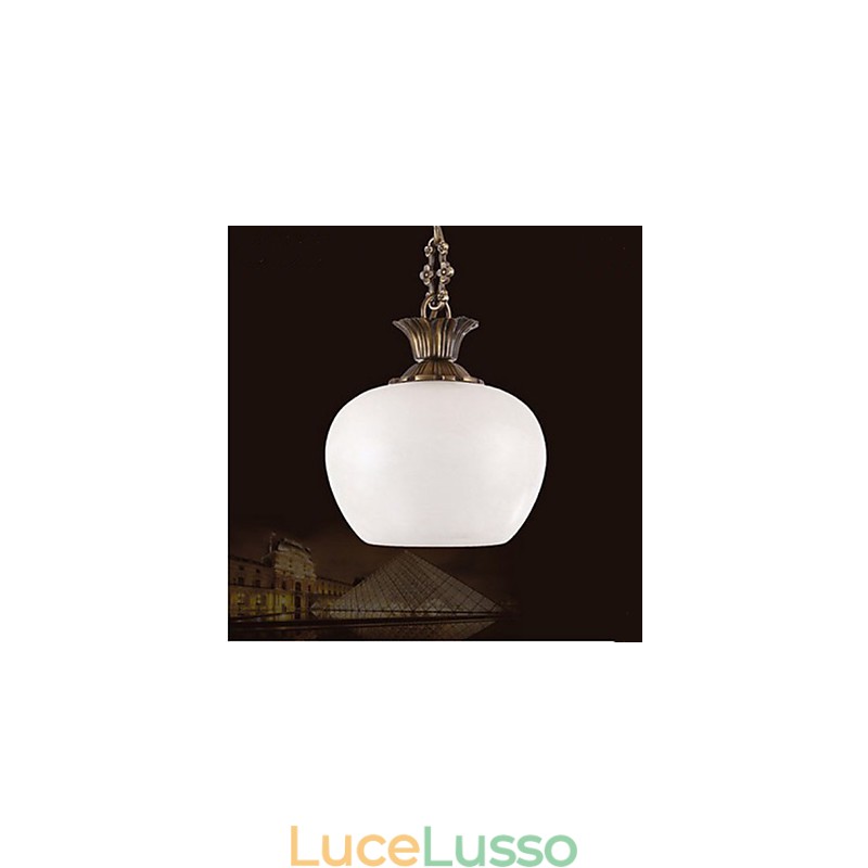 Lampadario singolo in marmo spagnolo e rame