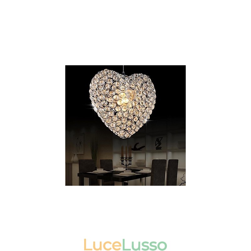 Lampada a sospensione moderna in metallo e cristallo contemporaneo