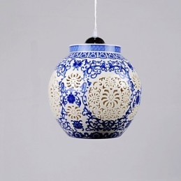 Lampada in ceramica retrò Lampadario a testa singola blu per scale Lampadario creativo