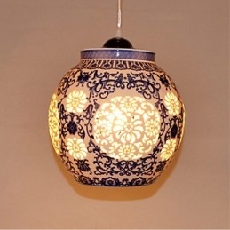 Lampada in ceramica retrò Lampadario a testa singola blu per scale Lampadario creativo