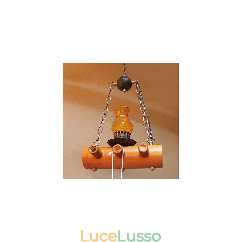 Lampadario a testa singola in bambù antico stile country americano
