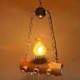 Lampadario a testa singola in bambù antico stile country americano